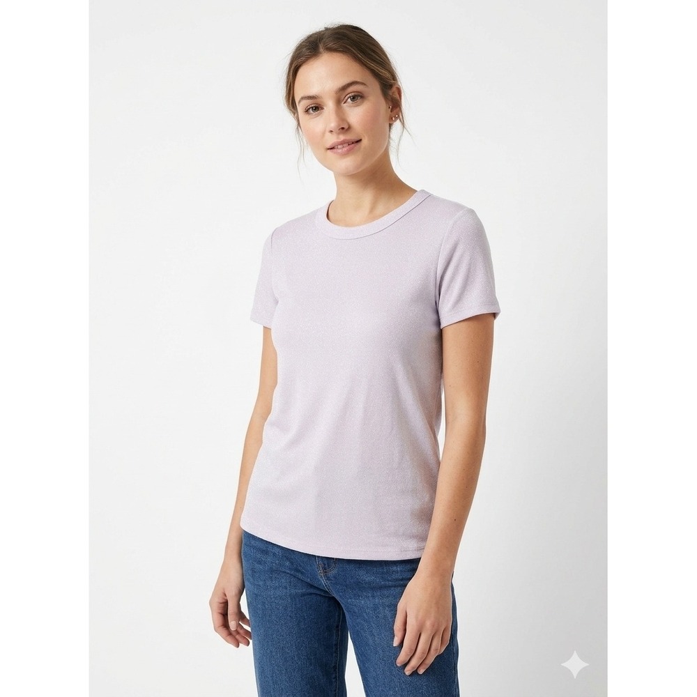 Michael Stars Lavender Shimmer Crew Neck Short Sleeve Tee SF0011 Made in USA